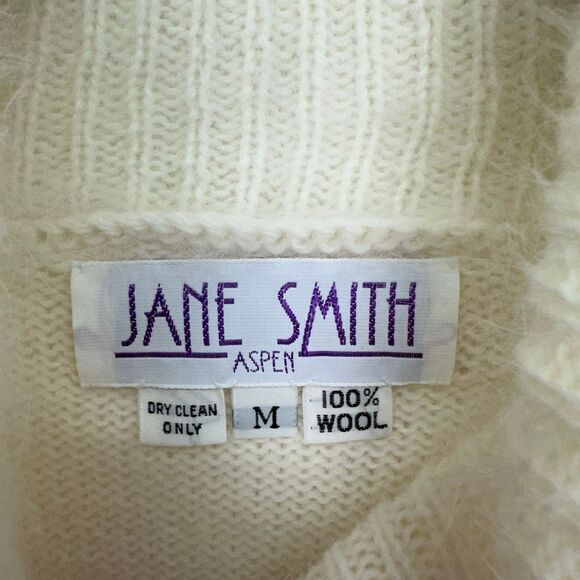 Jane Smith Aspen Women’s Wool Navy Blue Sparkle Mountain Novelty Turtleneck Swea - Picture 3 of 14